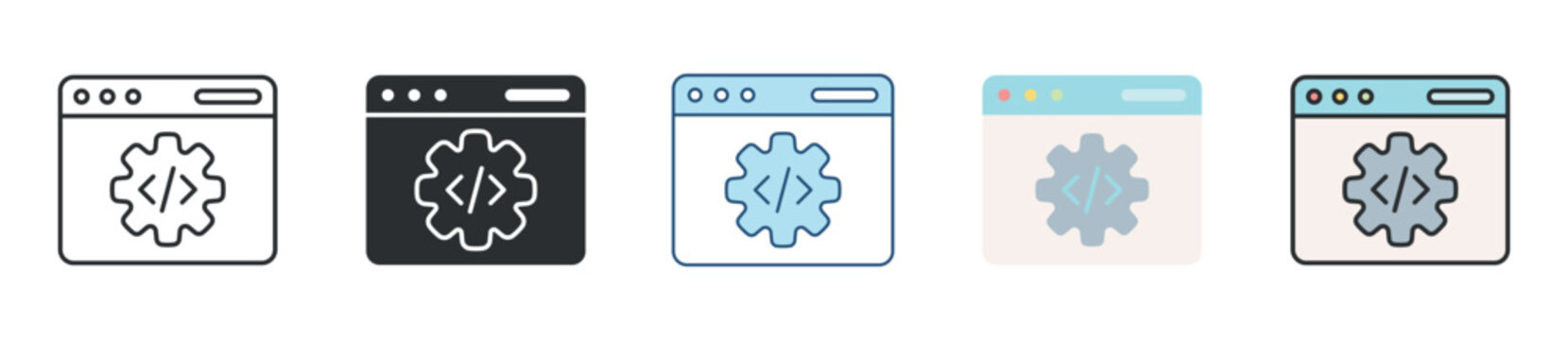 Web Programming Icon Set Multiple Style Collection