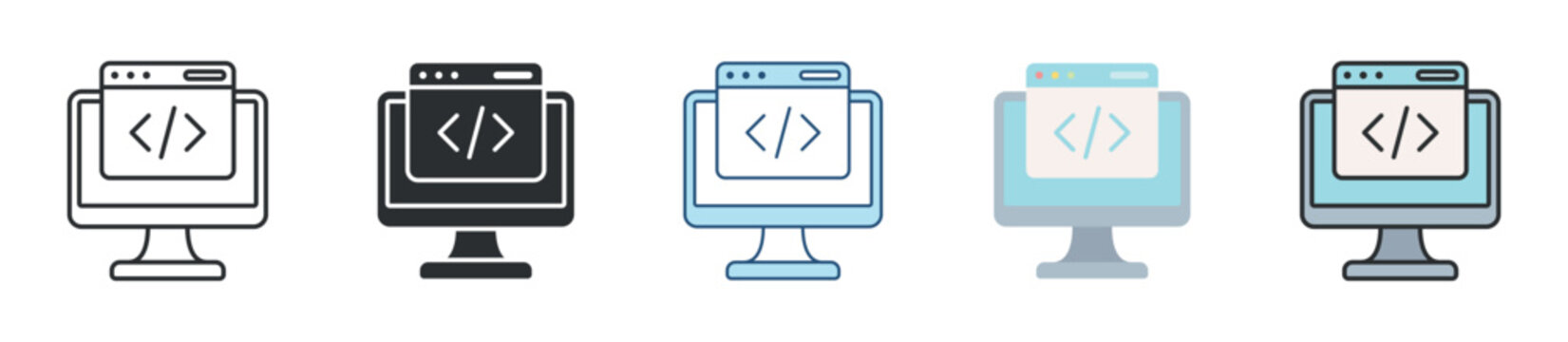 Web Development Icon Set Multiple Style Collection