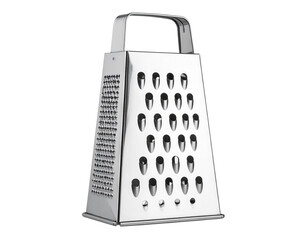 Stainless Steel Cheese Grater with Fine and Coarse Sides, Front View, Isolated on Transparent Background