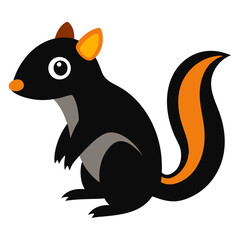 Cute cartoon black squirrel with orange accents