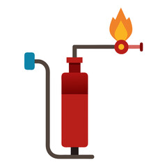 Gas torch with flame and fuel cylinder