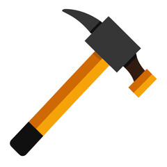 Modern flat design hammer with orange handle
