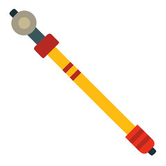 Stylized illustration of a yellow and red tool with a circular end