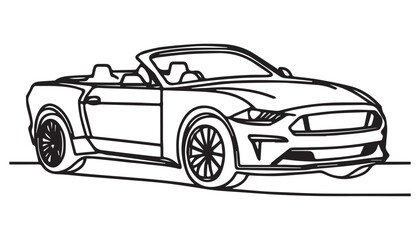 Continuous one single minimal line drawing convertible car