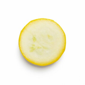 Rodela de courgette amarela isolada em fundo branco