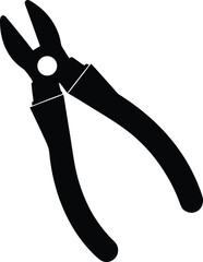 black silhouette a wire cutter on white background.eps