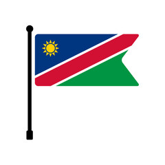 National flag of Namibia. Namibia flag computer digital vector illustration icon design. Fluttering flagpole flag.