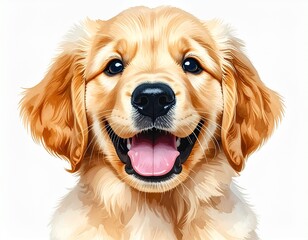 Happy Golden Retriever Puppy Close-up Portrait
