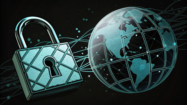 Secure browsing is essential for online safety, represented by padlock and globe symbolizing global connectivity