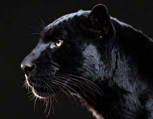 Close-Up of a Black Panther with Intense Eyes
