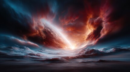 An awe-inspiring image of cosmic skies illustrates dramatic clouds and celestial explosions, depicting the grandeur of the universe and the power it has over our emotions.