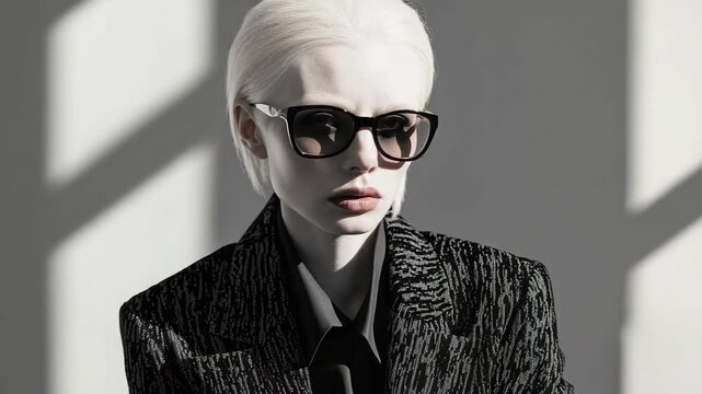 Fashion model posing with confidence in modern chic style.