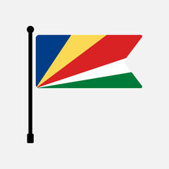 National flag of Seychelles.  Seychelles flag computer digital vector illustration icon design.  Fluttering flagpole flag.