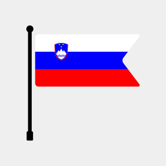 National flag of Slovenia. Slovenia flag computer digital vector illustration icon design. Fluttering flagpole flag.