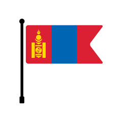 National flag of Mongolia. Mongolia flag computer digital vector illustration icon design. Fluttering flagpole flag.
