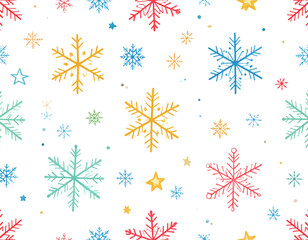 Seamless vector pattern with delicate snowflakes perfect for a festive Christmas and winter decoration