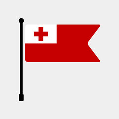 Obraz premium National flag of Tonga. Tonga flag computer digital vector illustration icon design. Fluttering flagpole flag.