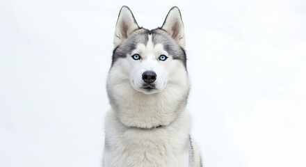 Naklejka premium Siberian husky dog looking alert and proud against a bright white background