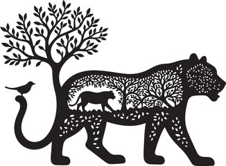 Fototapeta premium Beautiful Cheetah Silhouette Vector Art and Graphic Animal collection.