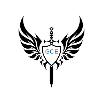 GCE "Warrior Shield and Sword Emblem with Wings Logo," "Black Tribal Winged Sword Crest Vector, GCE Later Logo,  Heraldic Emblem with Wings, Sword, and Shield,"

GCE shield, sword, GCE wings, logo, GC