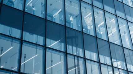 Close-up of modern glass office building facade with geometric design, modern, architecture, design