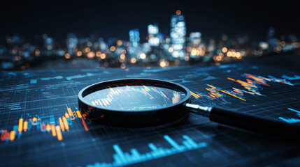 Exploring financial trends under the city lights with a magnifying glass on stock market data