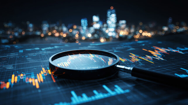 Exploring financial trends under the city lights with a magnifying glass on stock market data