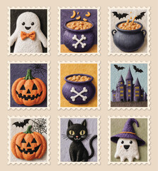 Fototapeta premium Adorable Halloween Stamp Collection