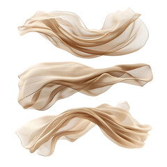 floating elegant beige fabrics on png