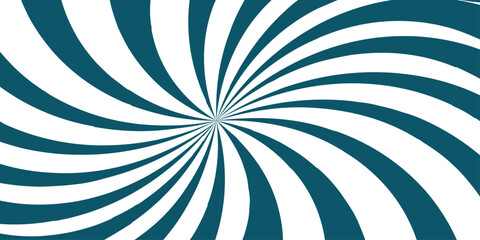 Abstract bold optical illusion background with swirling blue and white wavy stripes radiating from the center and hypnotic spiral.Dynamic spiral effect reminiscent of retro candy swirls or vintage.