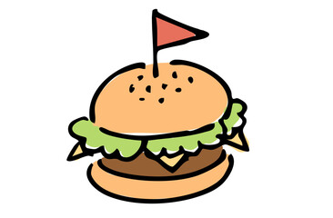 手書きカラーイラスト　ハンバーガー