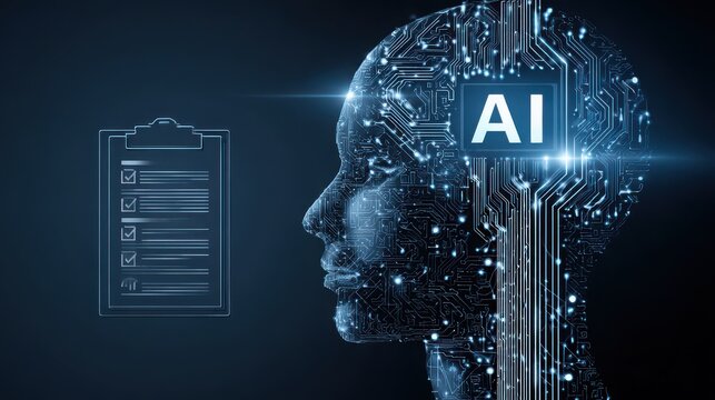 Artificial intelligence digital brain technology automation innovation futuristic smart interface data communication business concept blue