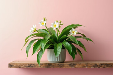 Obraz premium Minimalist Interior Design with a Plant and Pink Wall