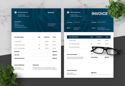 Blue And Black Invoice