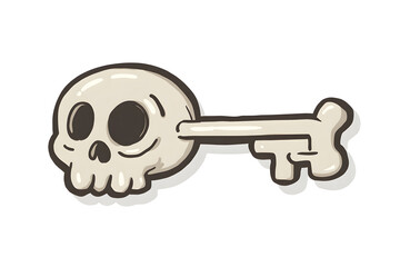 Skeleton key cartoon in bone style for Halloween spooky illustration