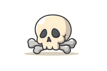 Human skull and bone cartoon vector for spooky Halloween theme