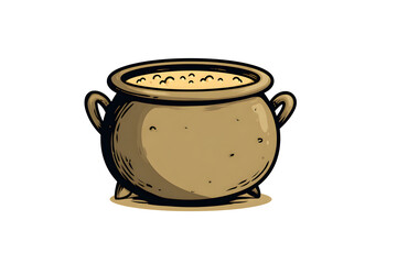 Witch cauldron filled with potion cartoon for Halloween magic theme