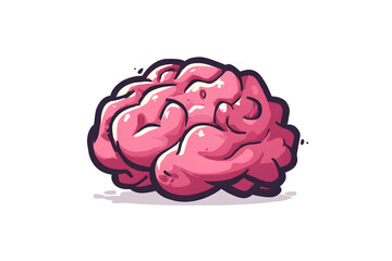 Cartoon brain illustration for Halloween zombie or mad scientist theme