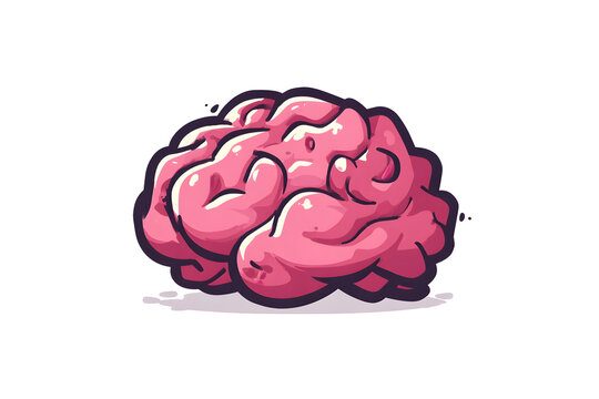 Cartoon brain illustration for Halloween zombie or mad scientist theme