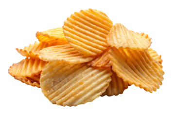 Ridged potato chips isolated on white background
