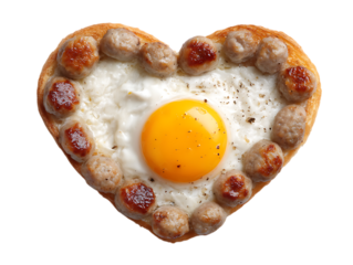 heart shaped breakfast made with sausage