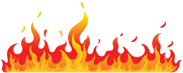 Collection of hand drawn fire flames with crayon, pastel chalk or pencil texture Grunge elements in sketch style Yellow vector illustration isolated on a white background