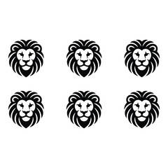 Lion head logo pattern design illustration on white background animal graphic print wild cat design modern design silhouette style regal feline majestic royalty black and white