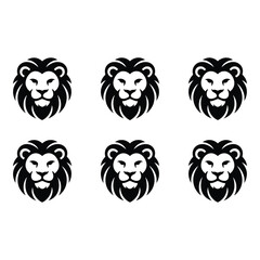 Lion Head Silhouette Vector Design Set Emblem and Mascot Concepts for Branding and Creative Projects