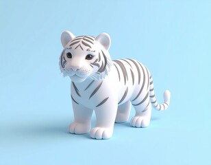 クレイ素材で作られた虎の3Dキャラクター 