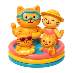 Fototapeta premium PNG Cute cartoon cats swimming