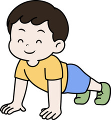 팔굽혀펴기하는 남자 어린이