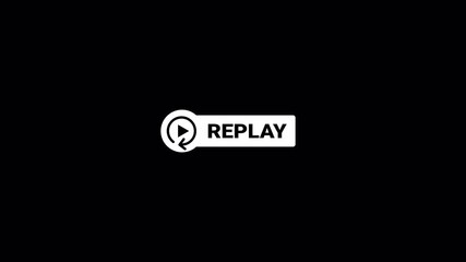 Replay text button animation with transparent background, Replay Animation video for Live Streamers, action replay Animation with alpha channel in 4k.