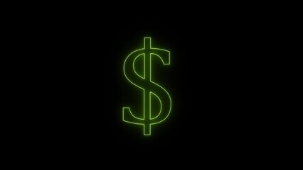 Glowing green dollar sign symbol illuminated against a dark black background