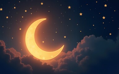 Celebrate the end of Ramadan, the Muslim fasting month, with this beautiful crescent moon background banner. High quality